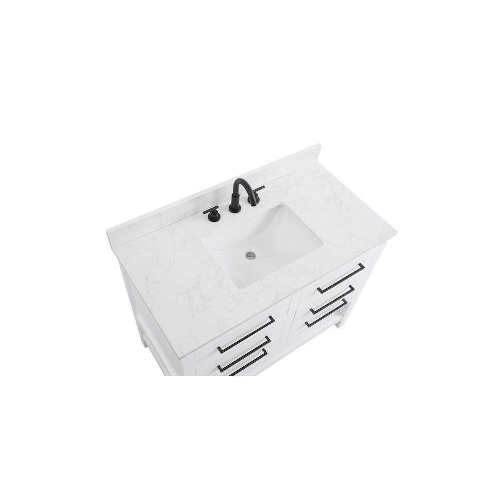 42 inch Single Bathroom Vanity in White with backsplash