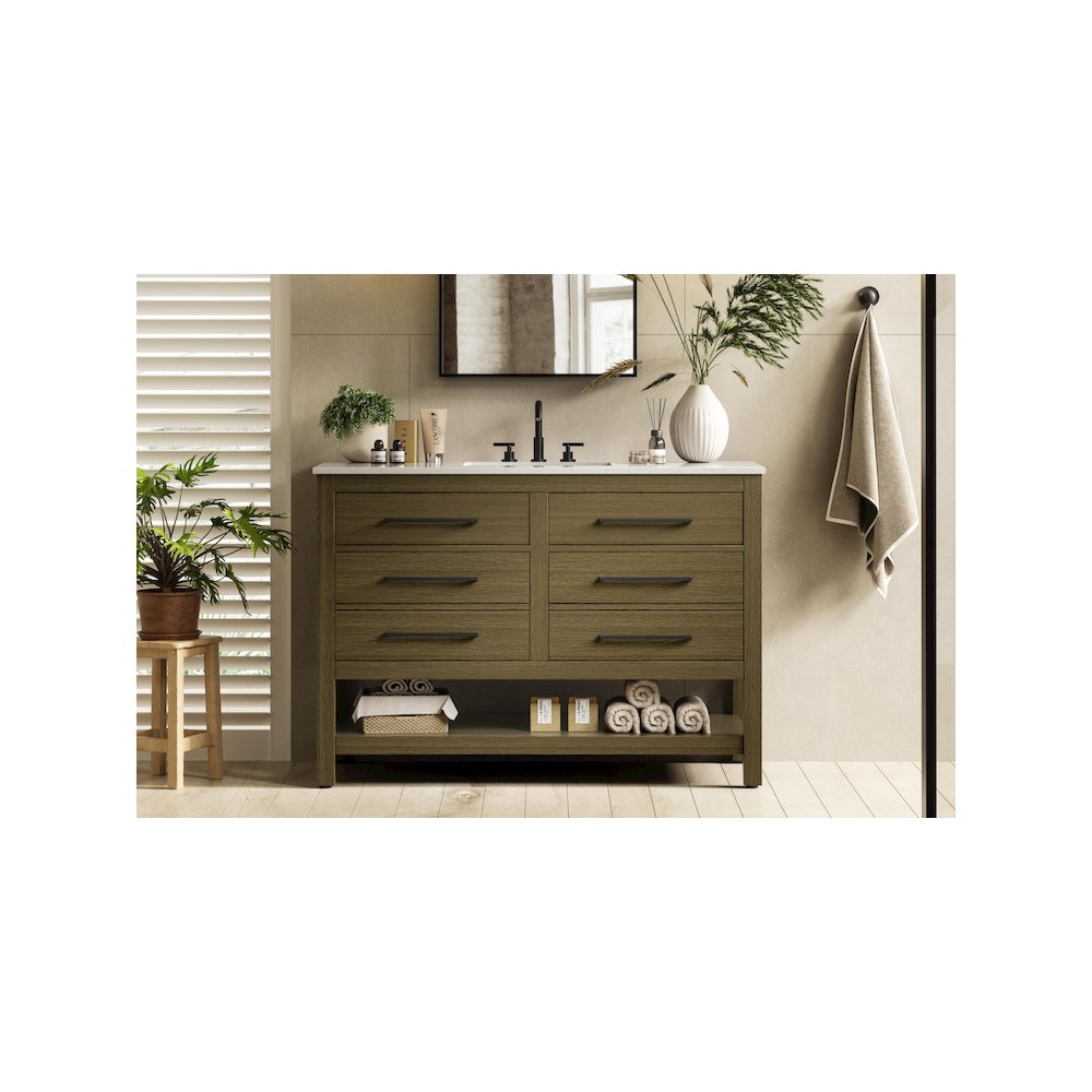 48 inch Single Bathroom Vanity in Chestnut Brown
