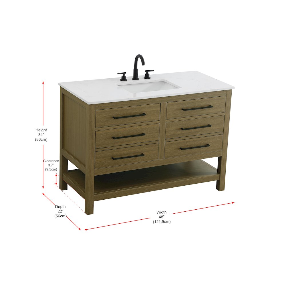 48 inch Single Bathroom Vanity in Chestnut Brown