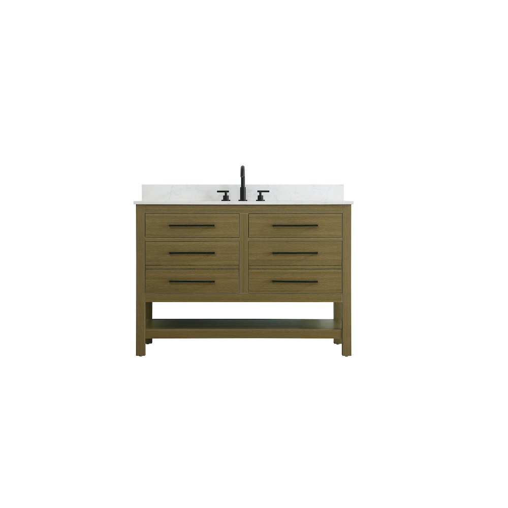 48 inch Single Bathroom Vanity in Chestnut Brown with backsplash