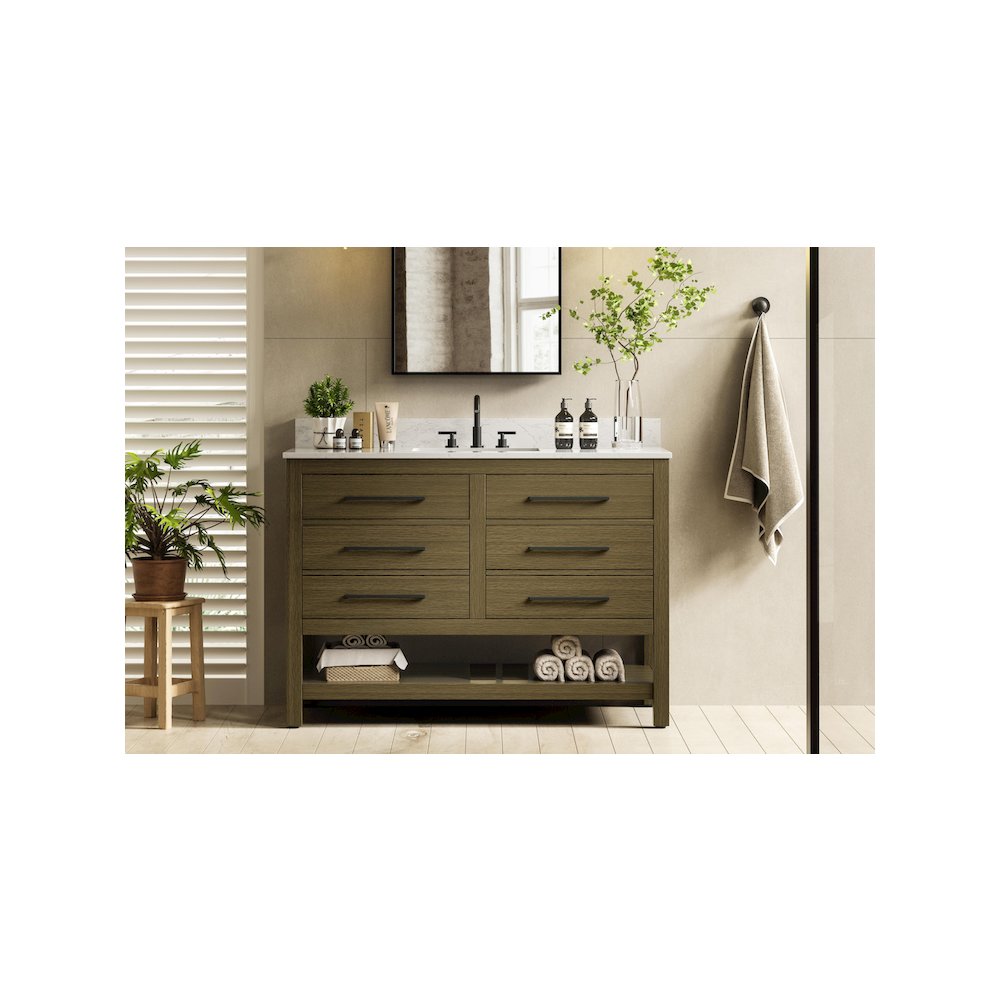 48 inch Single Bathroom Vanity in Chestnut Brown with backsplash