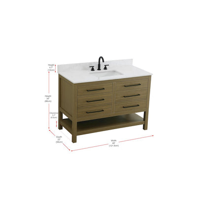48 inch Single Bathroom Vanity in Chestnut Brown with backsplash