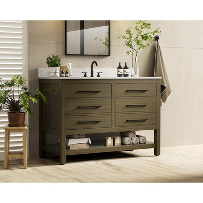 48 inch Single Bathroom Vanity in Chestnut Brown with backsplash
