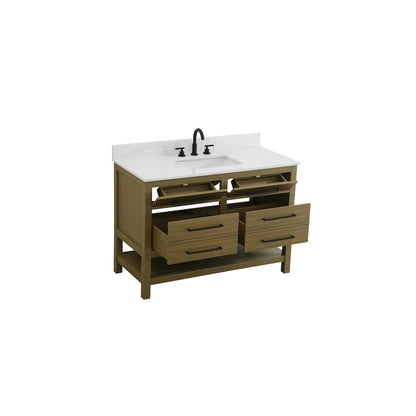 48 inch Single Bathroom Vanity in Chestnut Brown with backsplash