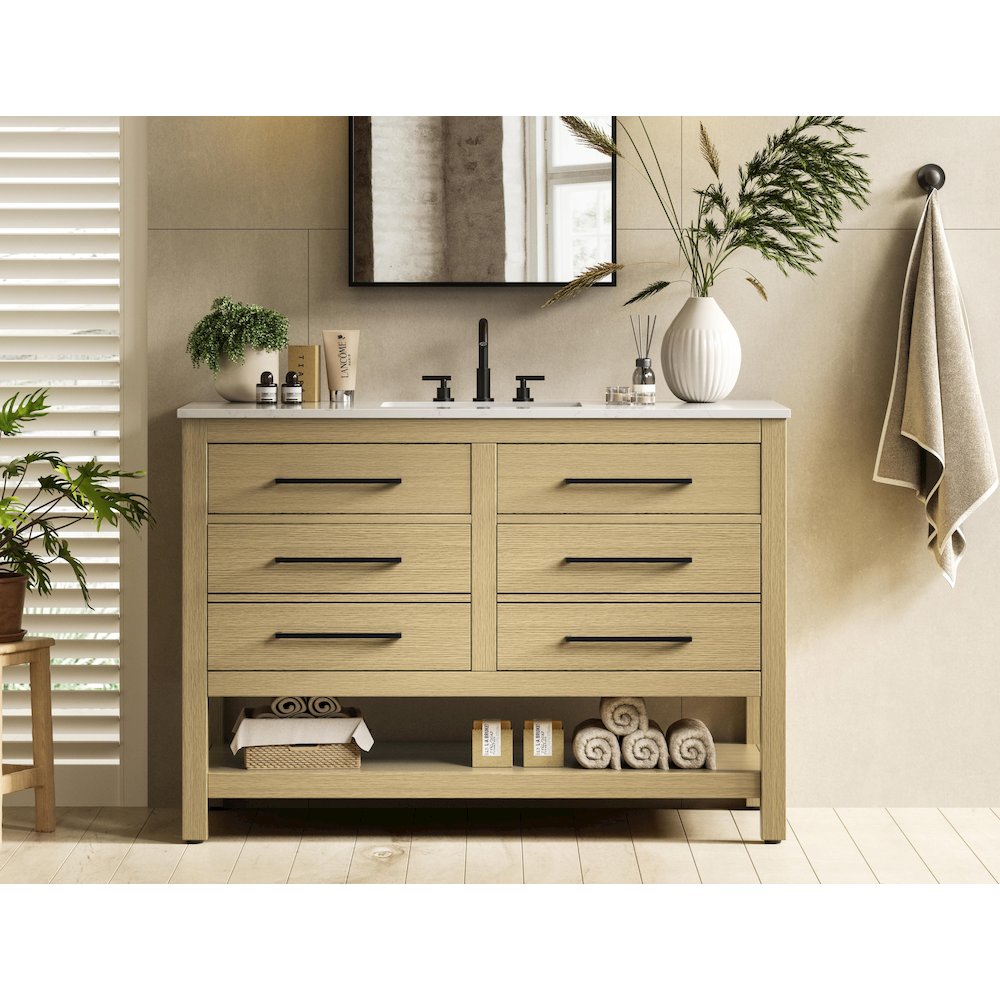 48 inch Single Bathroom Vanity in Honey Brown