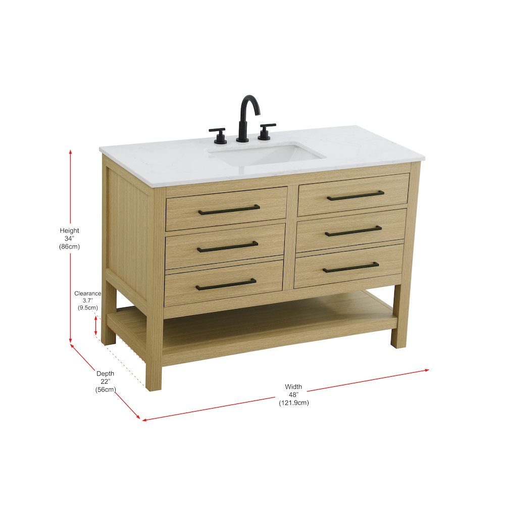 48 inch Single Bathroom Vanity in Honey Brown