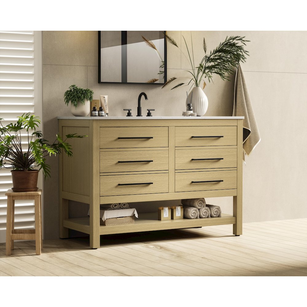 48 inch Single Bathroom Vanity in Honey Brown
