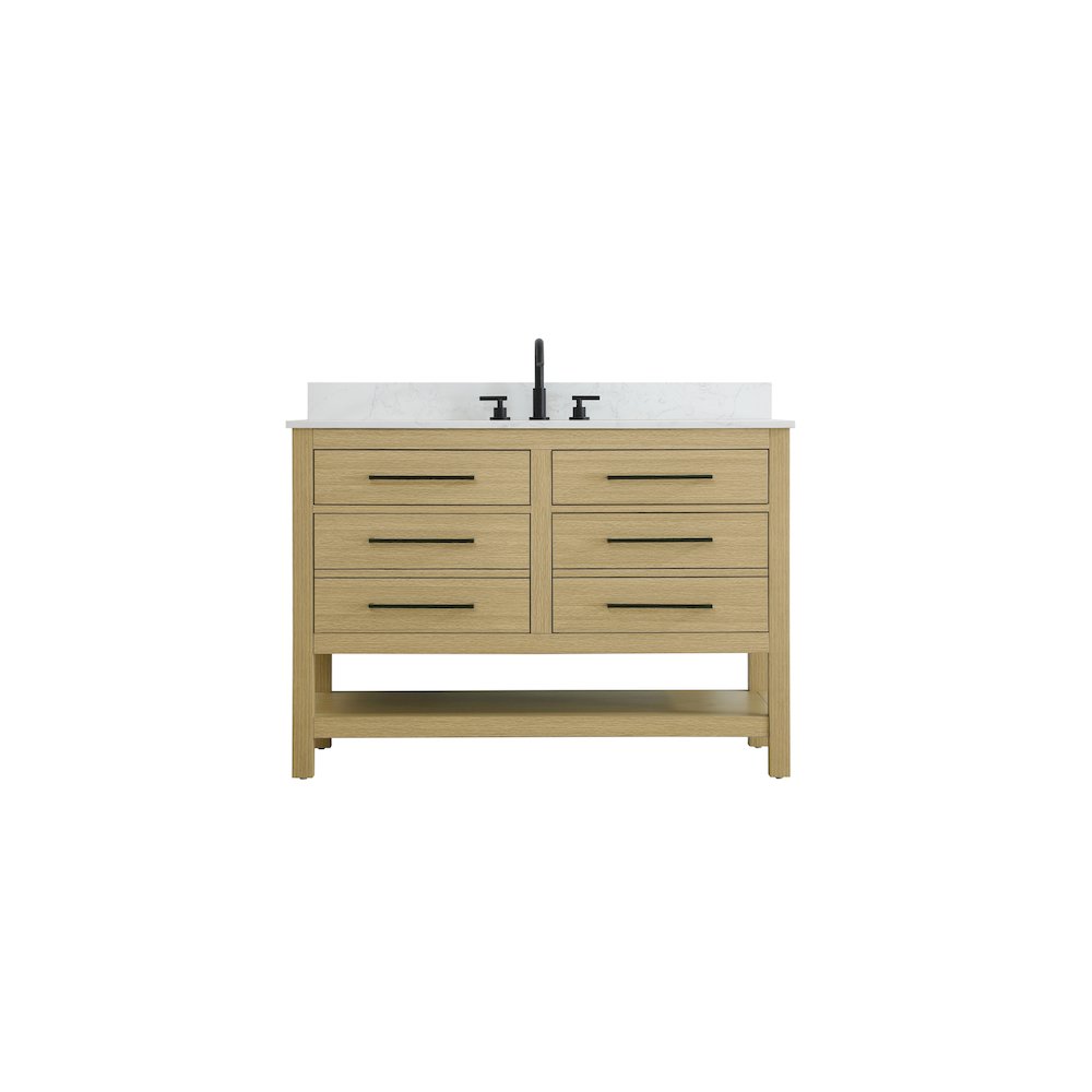 48 inch Single Bathroom Vanity in Honey Brown with backsplash