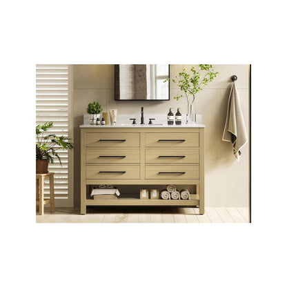 48 inch Single Bathroom Vanity in Honey Brown with backsplash