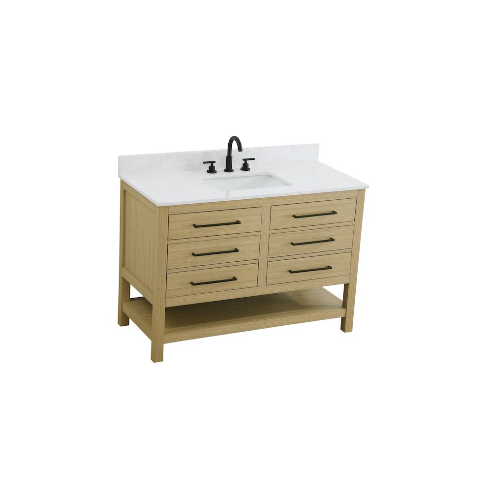 48 inch Single Bathroom Vanity in Honey Brown with backsplash