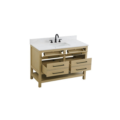 48 inch Single Bathroom Vanity in Honey Brown with backsplash