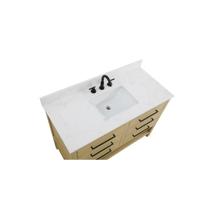 48 inch Single Bathroom Vanity in Honey Brown with backsplash