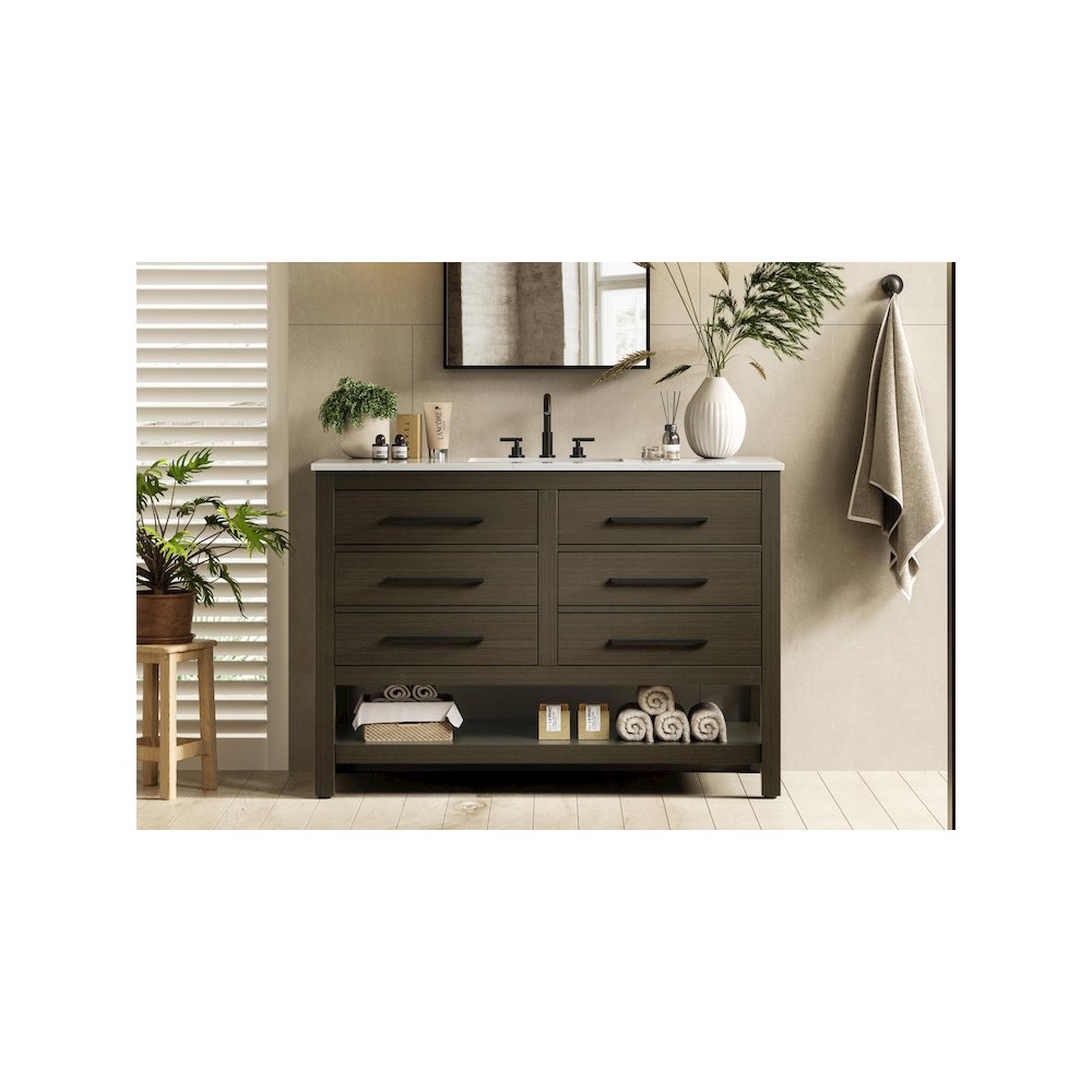 48 inch Single Bathroom Vanity in Mocha Brown