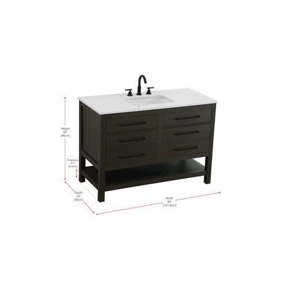 48 inch Single Bathroom Vanity in Mocha Brown