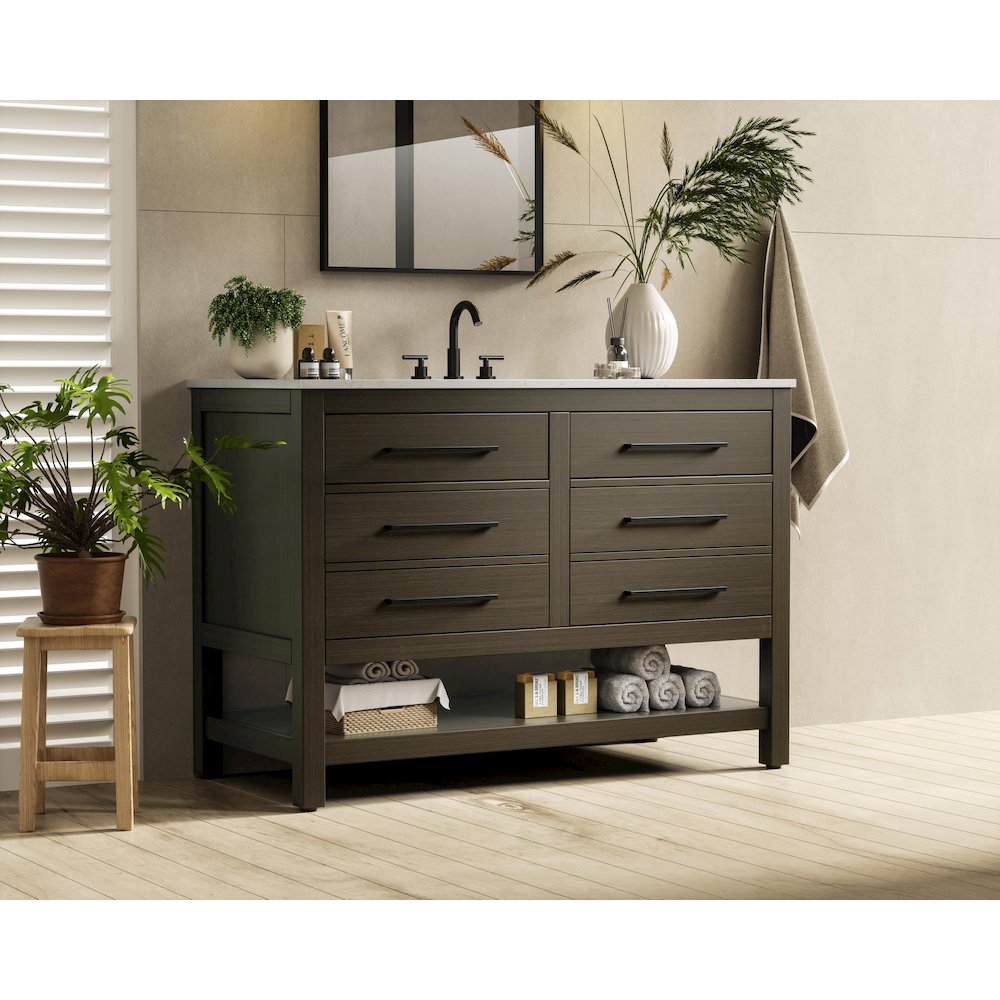48 inch Single Bathroom Vanity in Mocha Brown