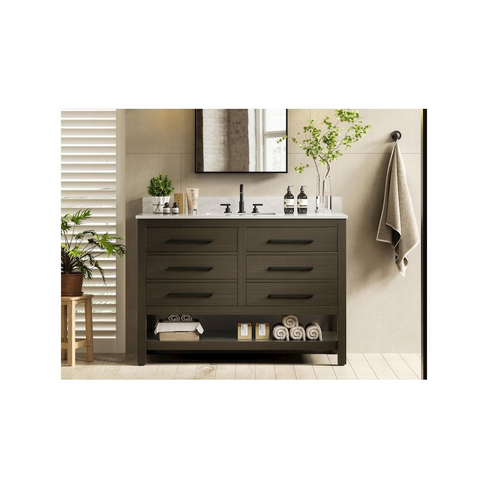 48 inch Single Bathroom Vanity in Mocha Brown with backsplash