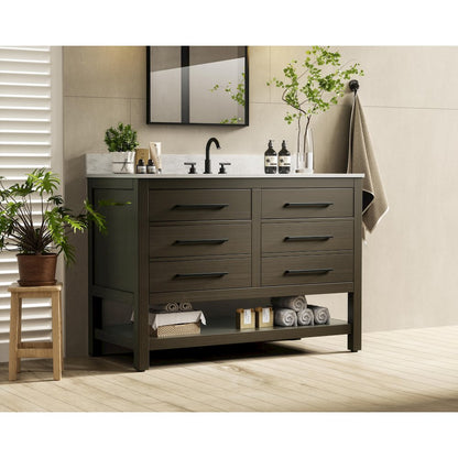 48 inch Single Bathroom Vanity in Mocha Brown with backsplash
