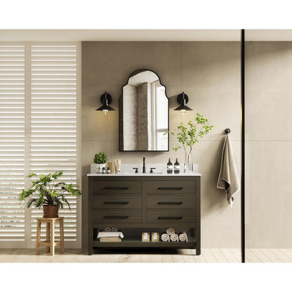 48 inch Single Bathroom Vanity in Mocha Brown with backsplash