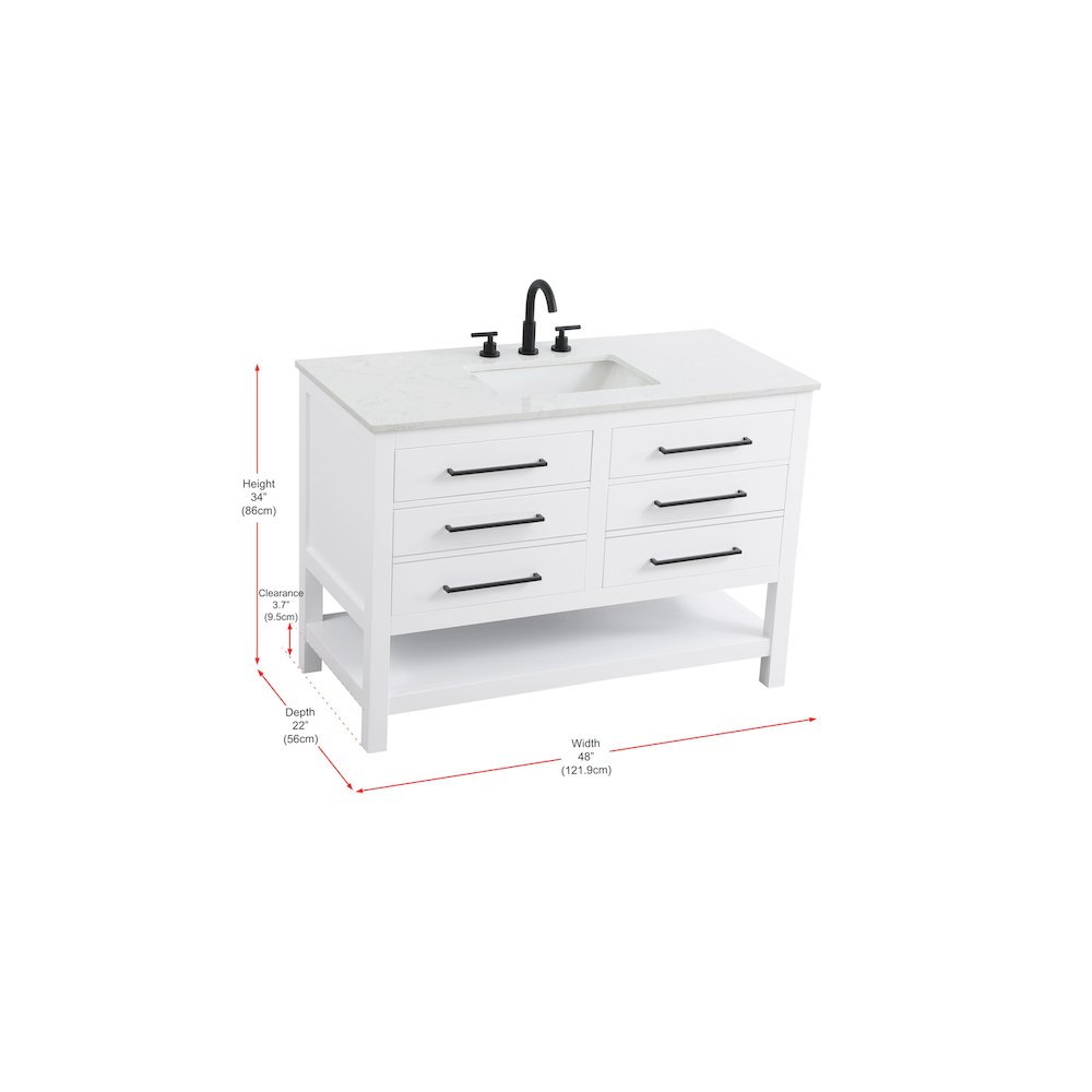48 inch Single Bathroom Vanity in White