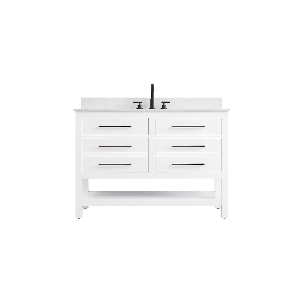 48 inch Single Bathroom Vanity in White with backsplash