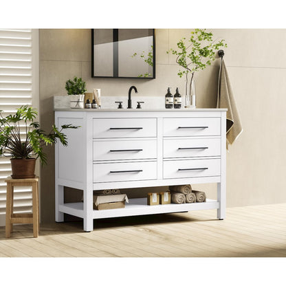 48 inch Single Bathroom Vanity in White with backsplash