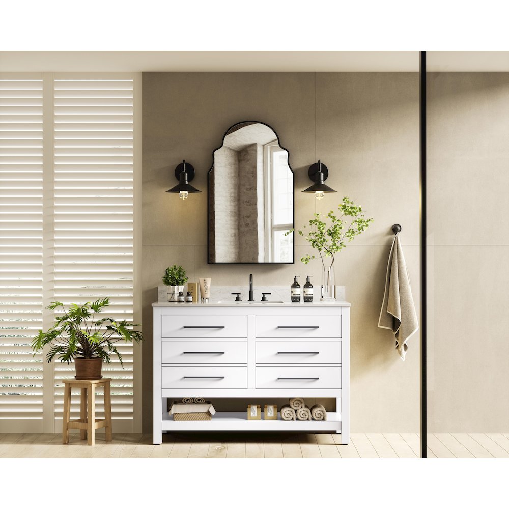 48 inch Single Bathroom Vanity in White with backsplash