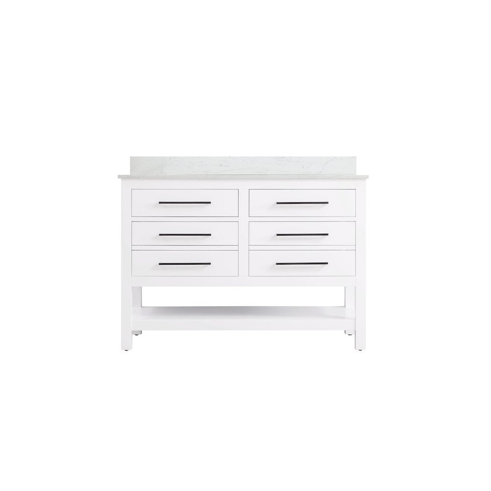 48 inch Single Bathroom Vanity in White with backsplash