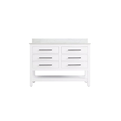 48 inch Single Bathroom Vanity in White with backsplash