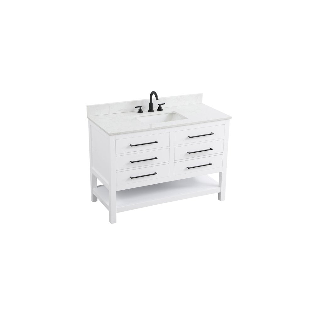 48 inch Single Bathroom Vanity in White with backsplash