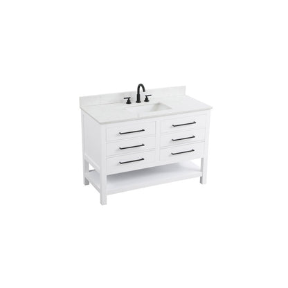 48 inch Single Bathroom Vanity in White with backsplash