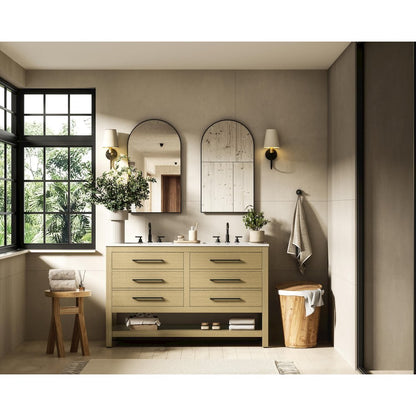 54 inch Double Bathroom Vanity in Honey Brown