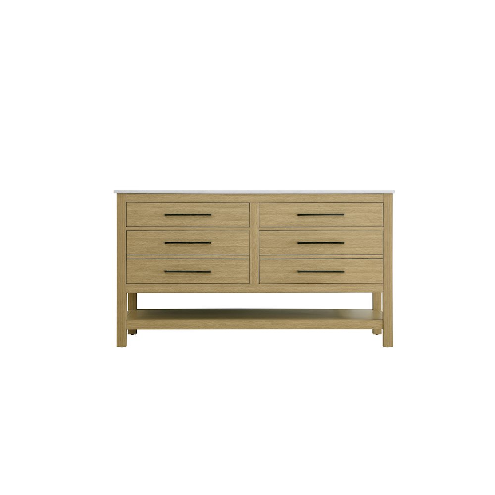 54 inch Double Bathroom Vanity in Honey Brown