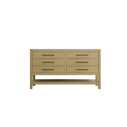54 inch Double Bathroom Vanity in Honey Brown