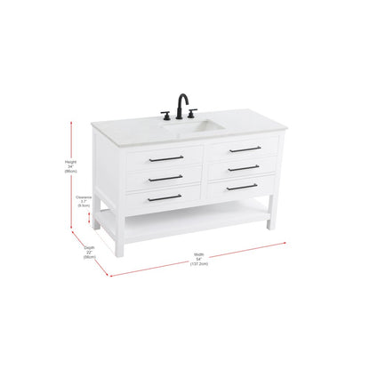 54 inch Single Bathroom Vanity in White