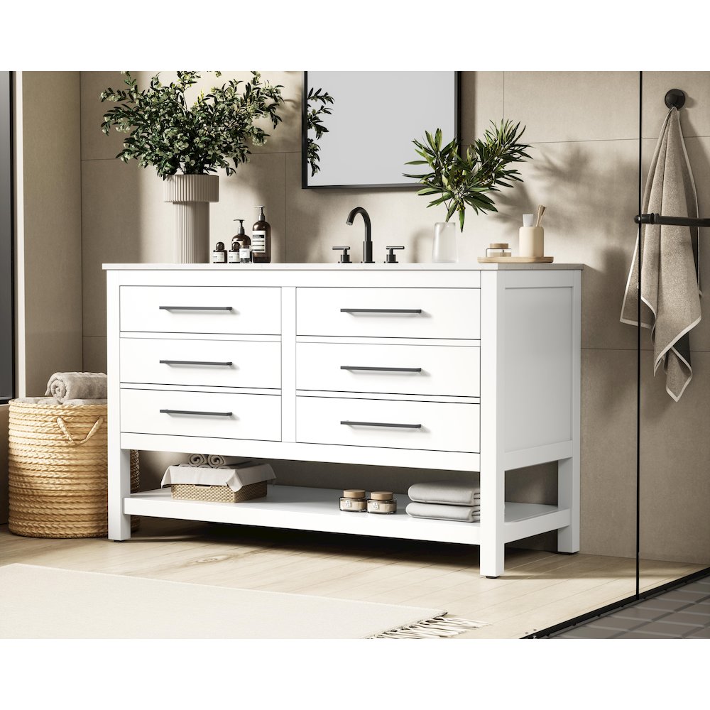 54 inch Single Bathroom Vanity in White