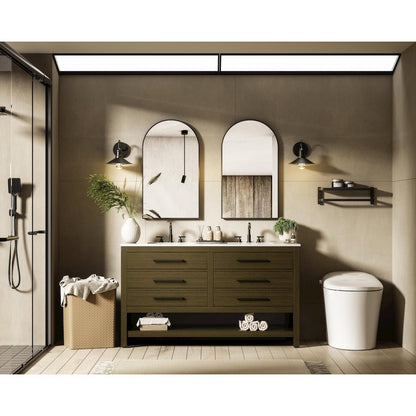 60 inch Double Bathroom Vanity in Chestnut Brown