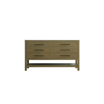 60 inch Double Bathroom Vanity in Chestnut Brown