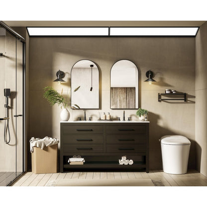 60 inch Double Bathroom Vanity in Mocha Brown