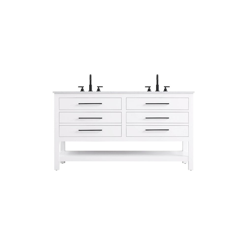 60 inch Double Bathroom Vanity in White