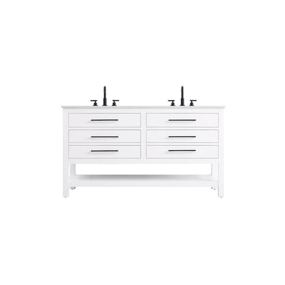 60 inch Double Bathroom Vanity in White