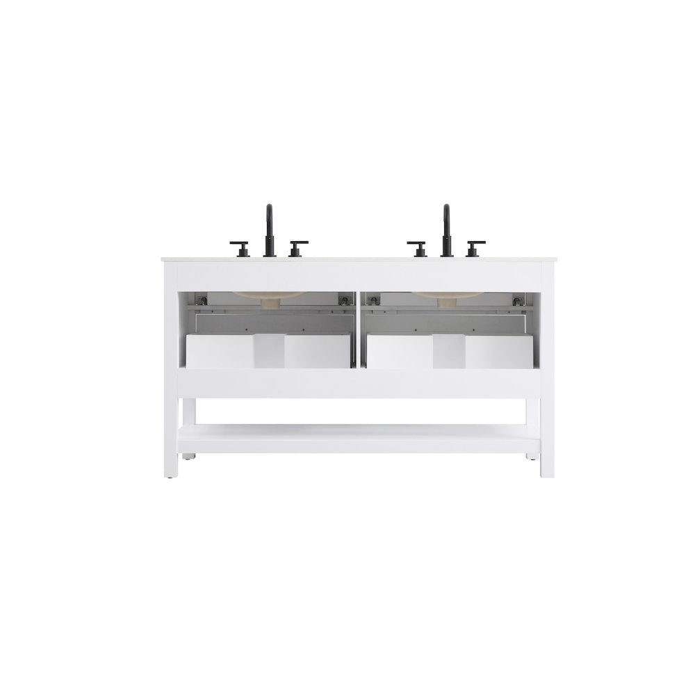 60 inch Double Bathroom Vanity in White