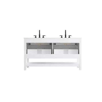 60 inch Double Bathroom Vanity in White
