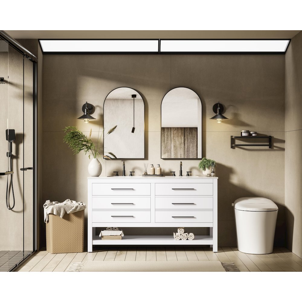 60 inch Double Bathroom Vanity in White