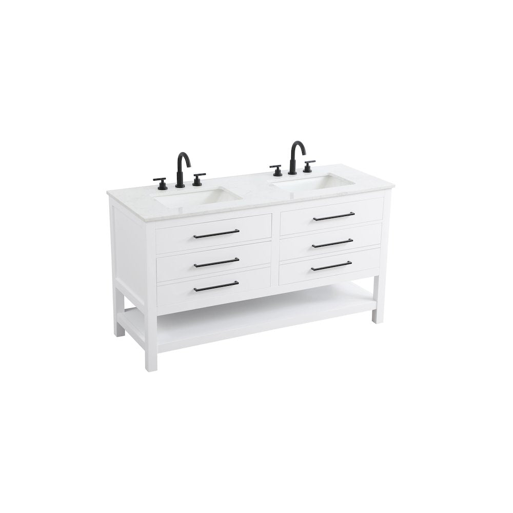60 inch Double Bathroom Vanity in White