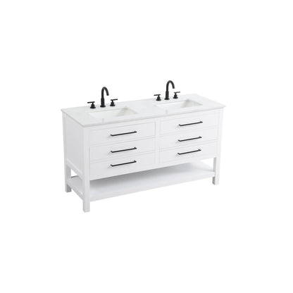 60 inch Double Bathroom Vanity in White