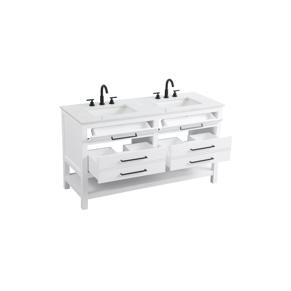 60 inch Double Bathroom Vanity in White