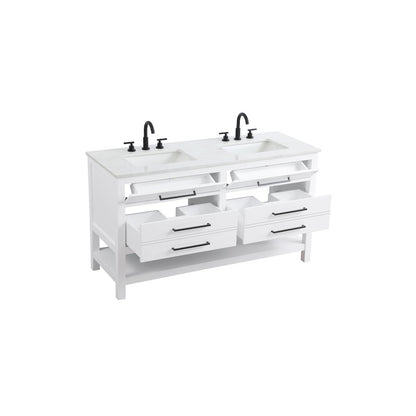 60 inch Double Bathroom Vanity in White