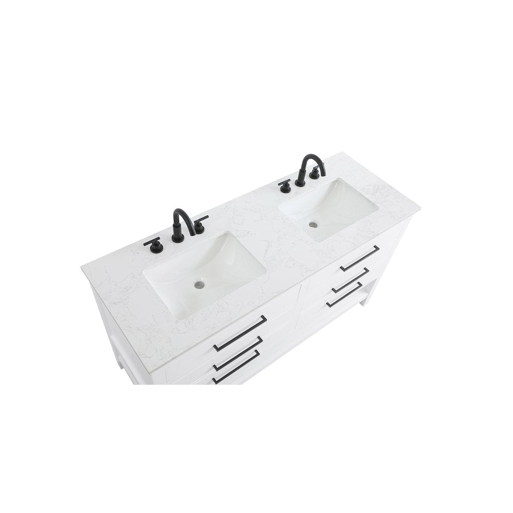 60 inch Double Bathroom Vanity in White