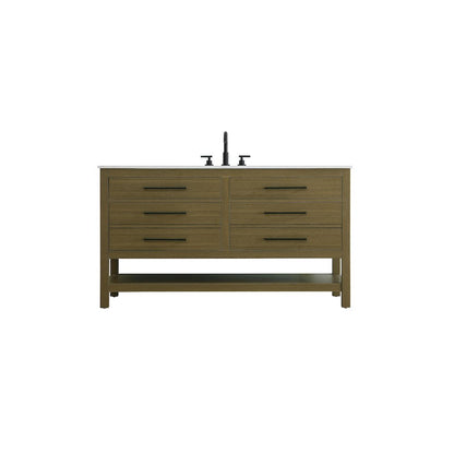 60 inch Single Bathroom Vanity in Chestnut Brown