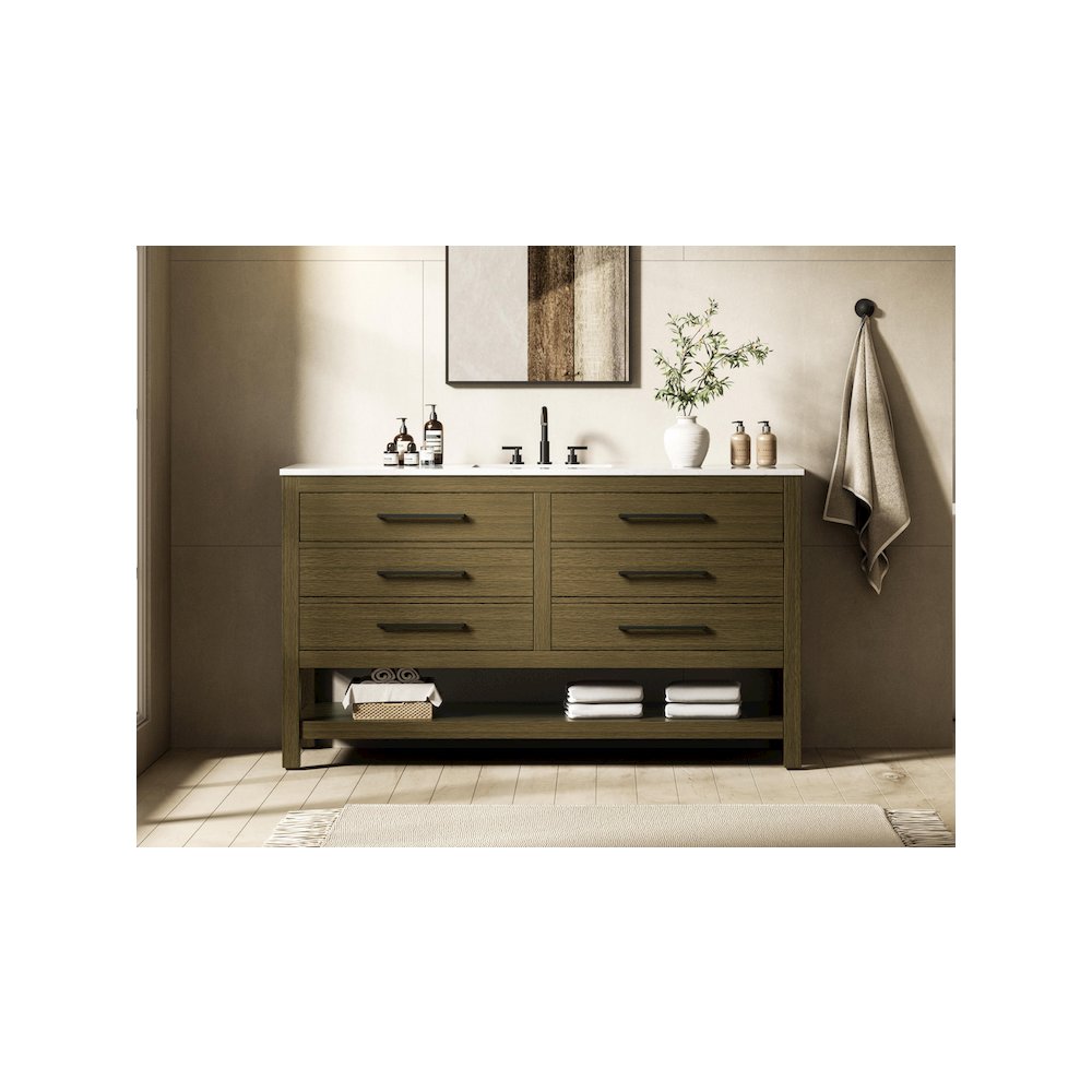 60 inch Single Bathroom Vanity in Chestnut Brown